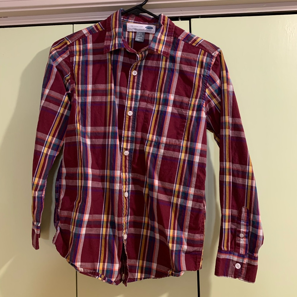 Boys Old Navy button down long sleeve shirt size L